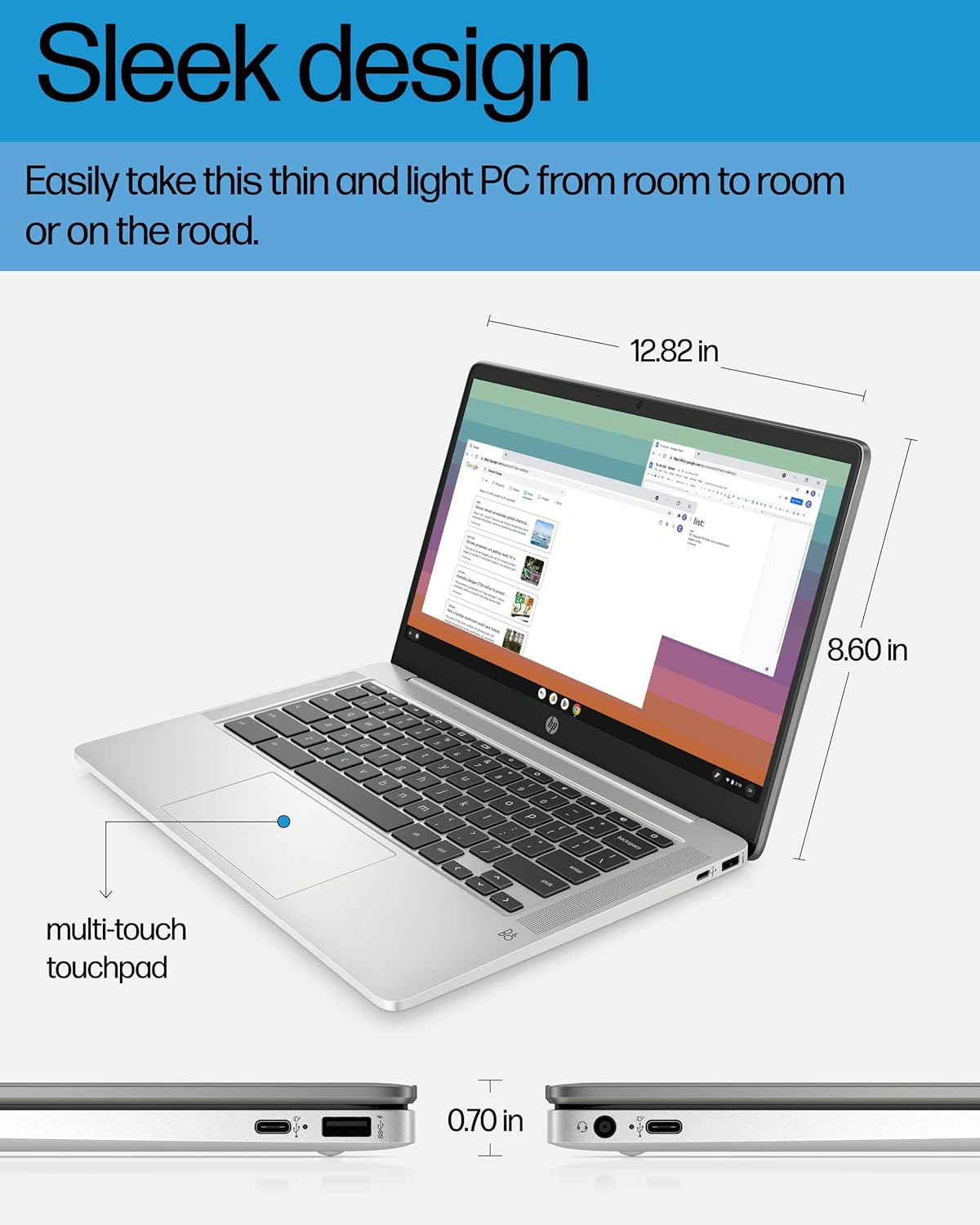 HP Chromebook 14 Laptop Intel Celeron N4120 Lightweight PC