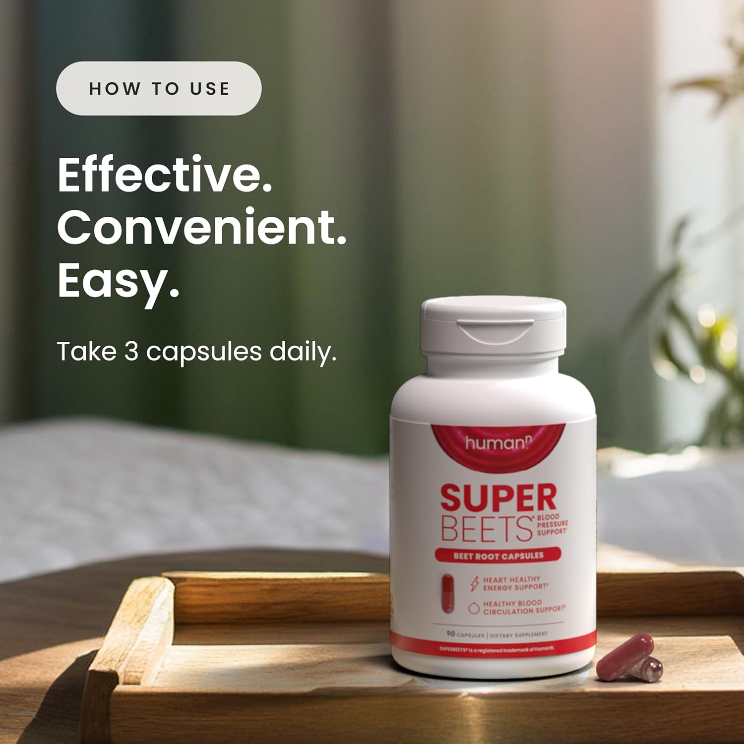 HumanN Superbeets Beet Root Quick Release Capsules 1000Mg - Helps Support Nitric Oxide Production, Blood Pressure, & Heart Health - Non-GMO