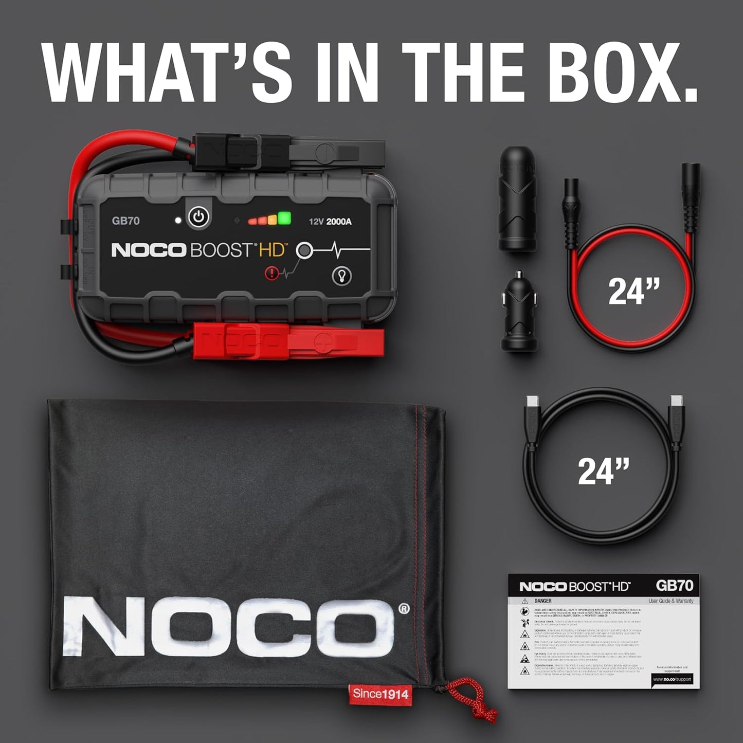 NOCO Boost HD GB70: 2000A UltraSafe Portable Lithium Jump Starter