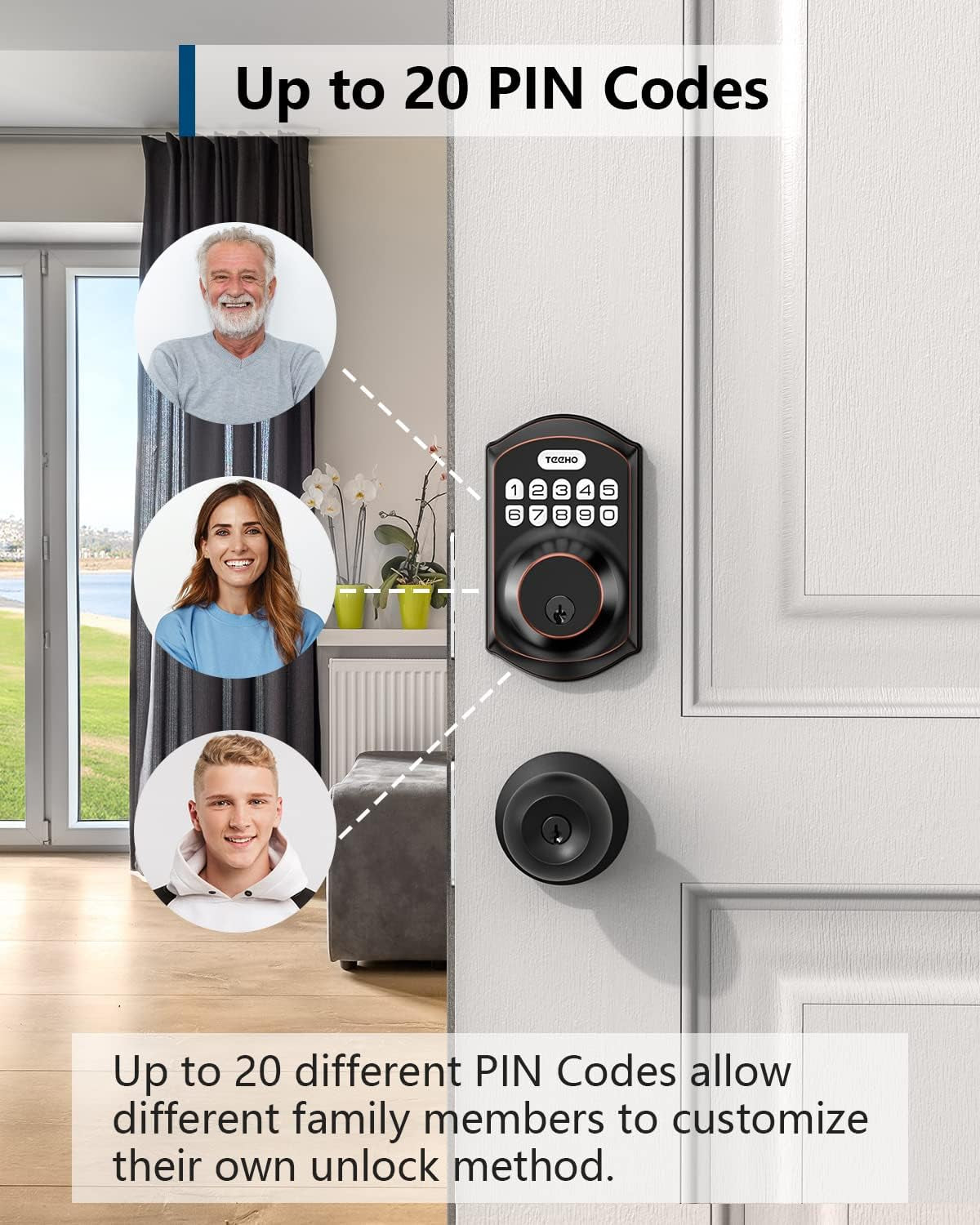 TEEHO TE001 Keyless Entry Door Lock with Keypad - Smart Deadbolt Lock for Front Door