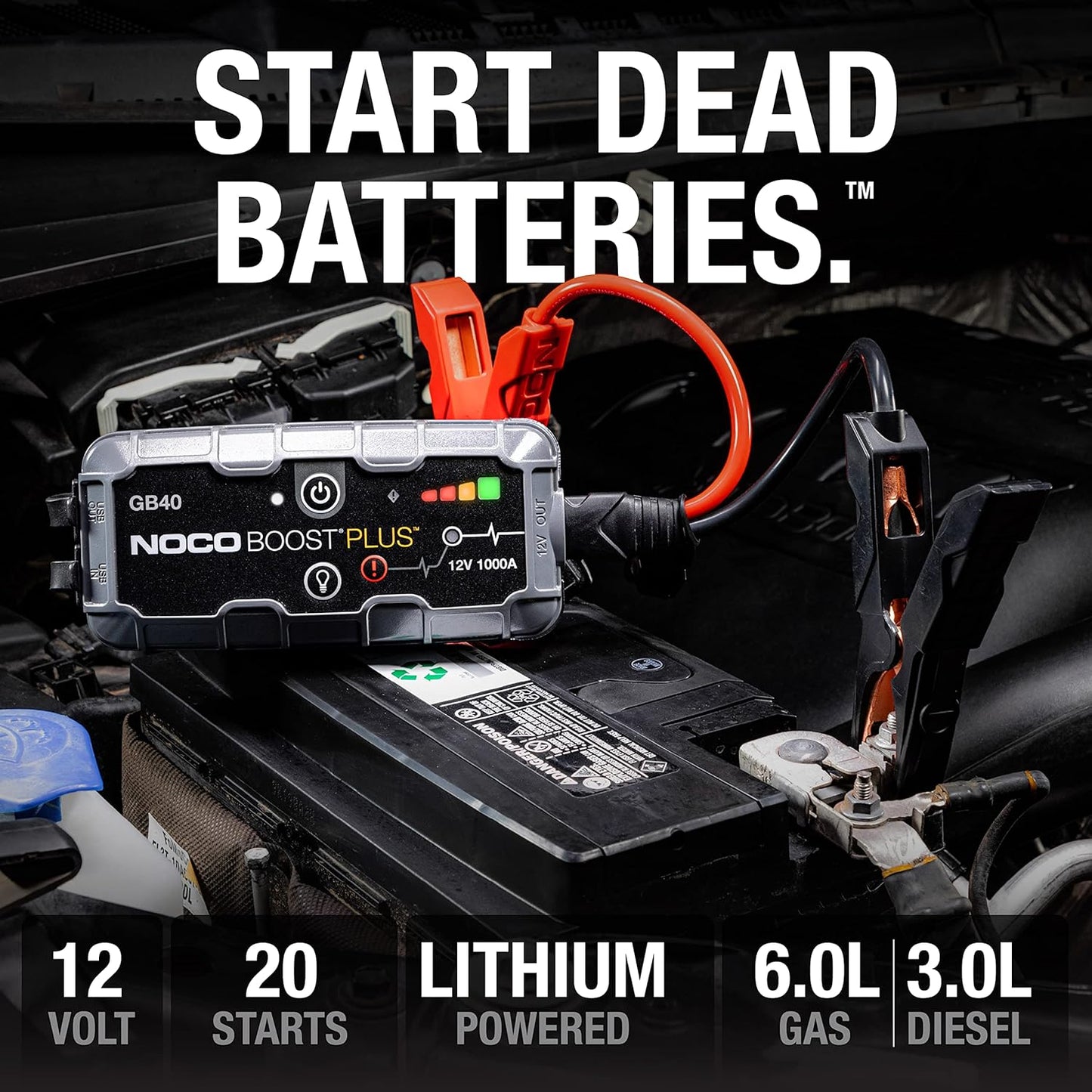 NOCO Boost Plus GB40: 1000A UltraSafe Portable Lithium Jump Starter