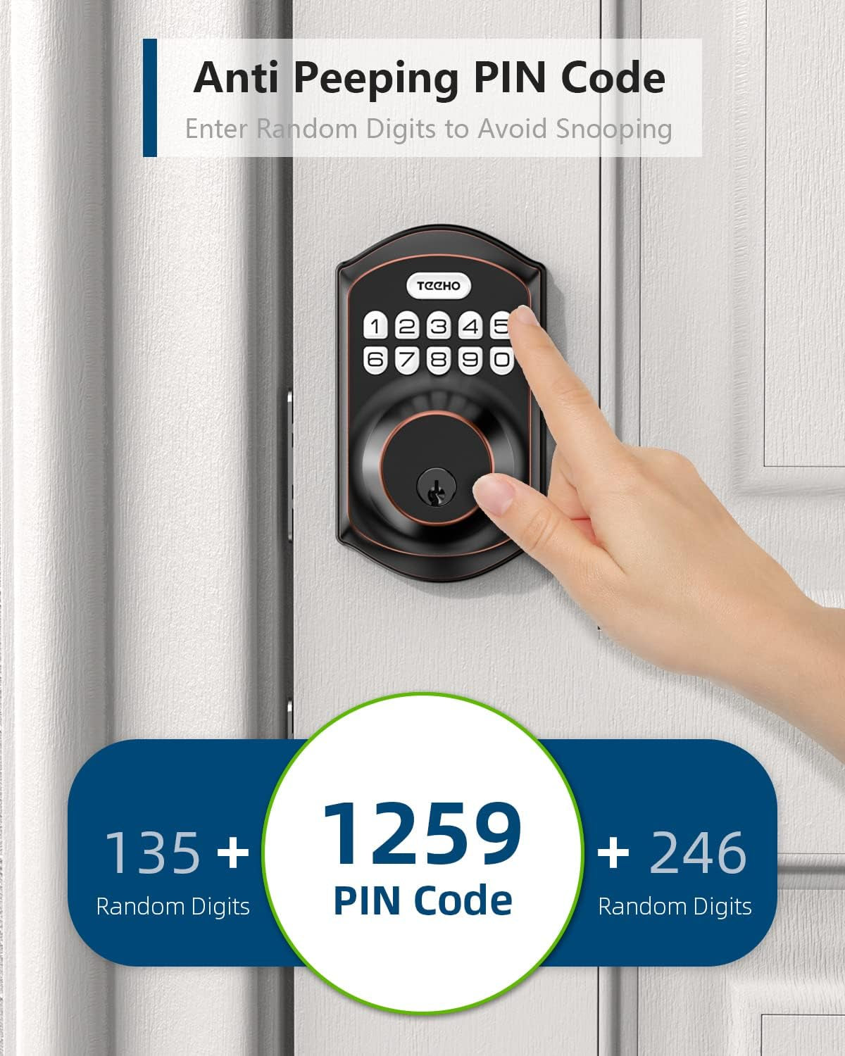 TEEHO TE001 Keyless Entry Door Lock with Keypad - Smart Deadbolt Lock for Front Door