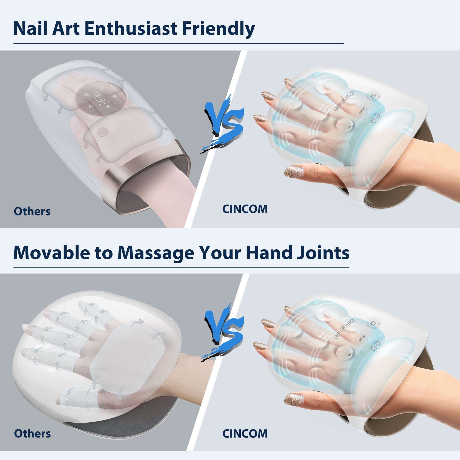 Cincom Cordless Hand Massager with Heat & 7 Massage Balls, Hand Massage for Pain Relief & Finger Numbness Relief