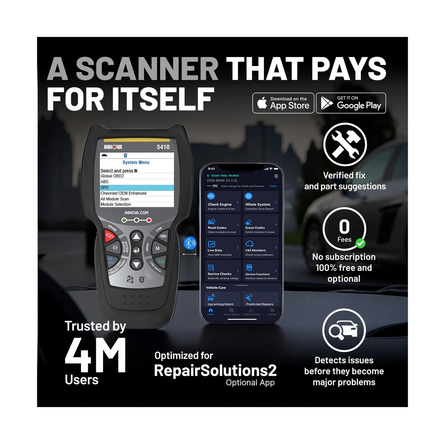 Innova 5410 OBD2 Diagnostic Scanner for Check Engine & ABS Diagnostics
