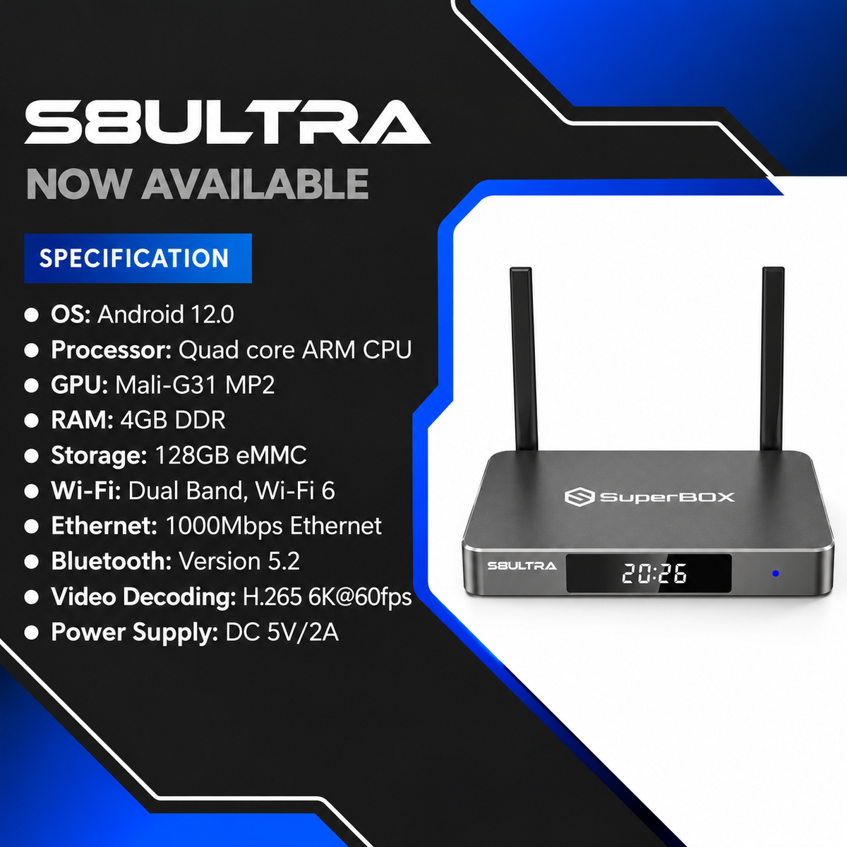 SuperBox S8 Ultra 128GB 4K Streaming Media Player