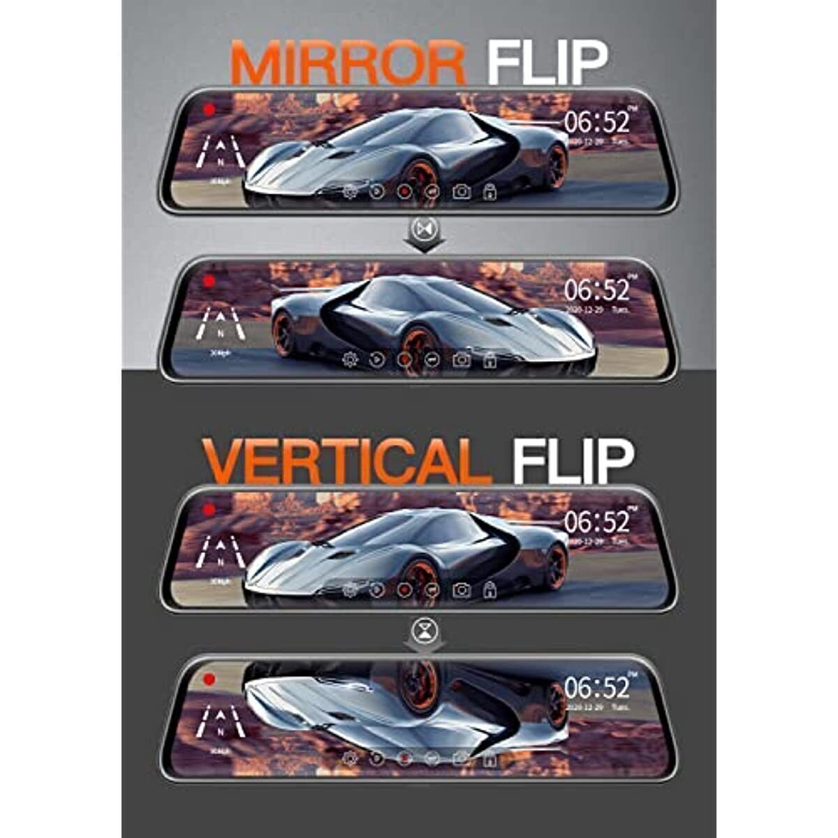 WolfBox G840S 4K Mirror Dash Cam with Rear Camera