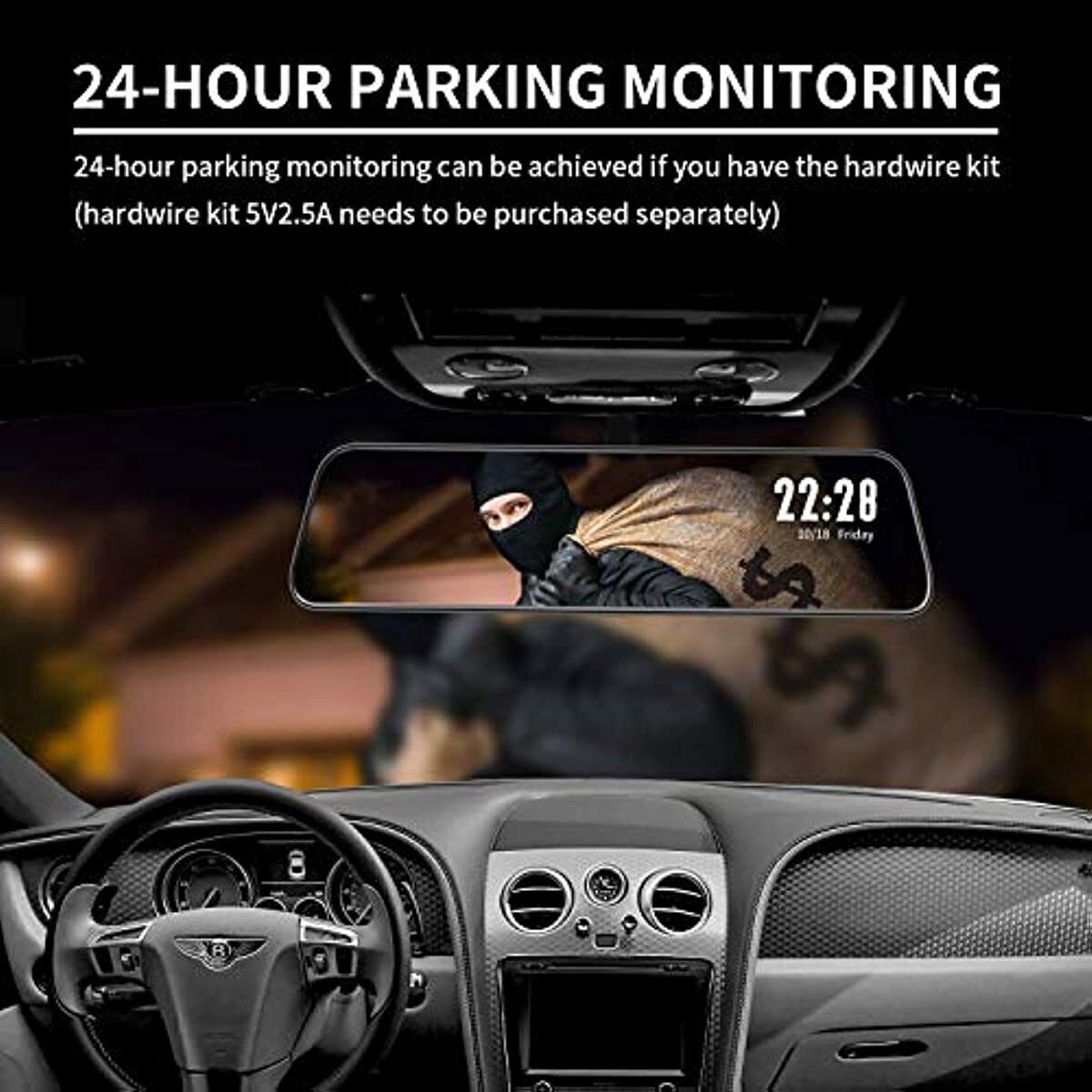 WolfBox G840S 4K Mirror Dash Cam with Rear Camera