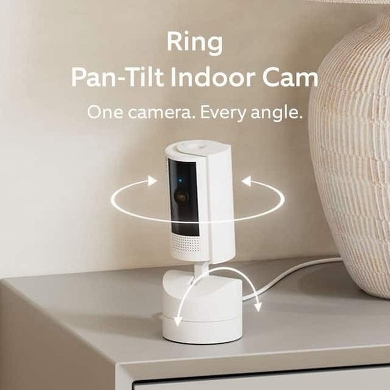 Ring Pan-Tilt Indoor Cam (Newest Model) 1080P, Wifi 360° Pan,Two-Way Talk, White