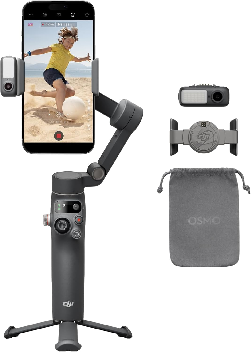 DJI Osmo Mobile 8 Gimbal Stabilizer for Phone, AI Native Tracking with Audio & L