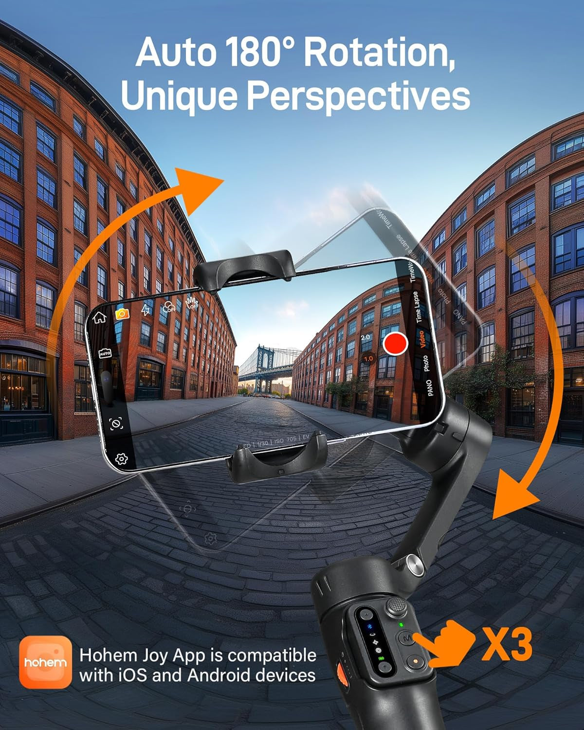 Hohem Isteady X3 SE Gimbal Phone Stabilizer with Detachable Remote Control - Foldable 3-Axis - Ideal for Travel Vlogging