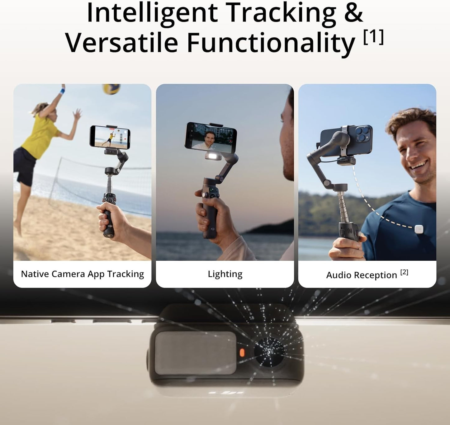 DJI Osmo Mobile 8 Gimbal Stabilizer for Phone, AI Native Tracking with Audio & L