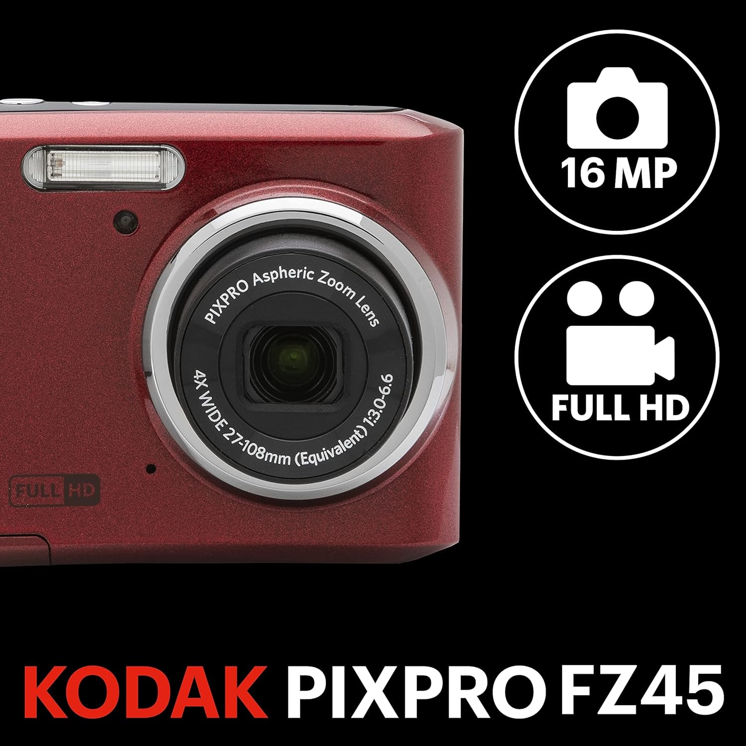 KODAK PIXPRO FZ45-RD Digital Camera 16MP Compact Zoom