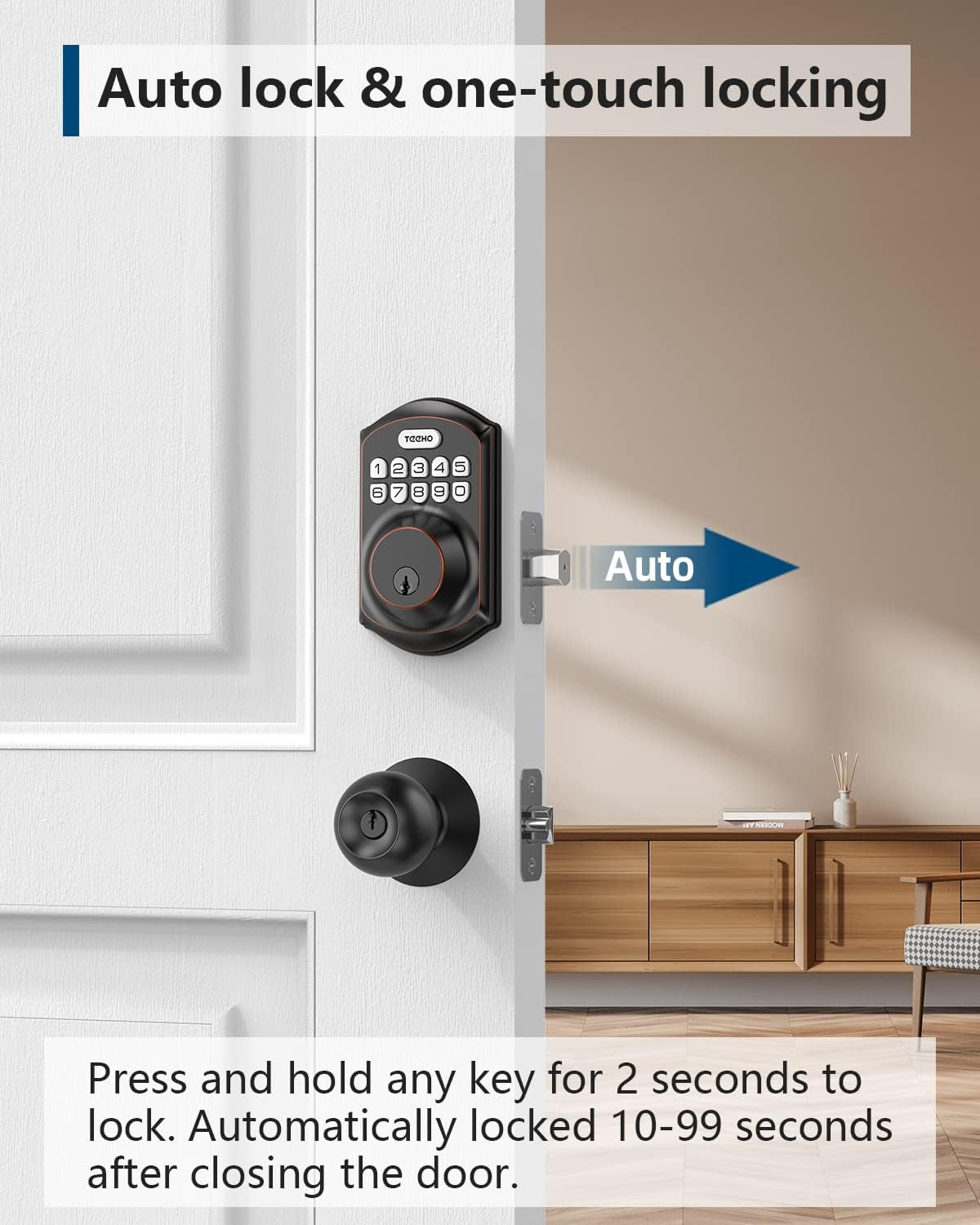 TEEHO TE001 Keyless Entry Door Lock with Keypad - Smart Deadbolt Lock for Front Door