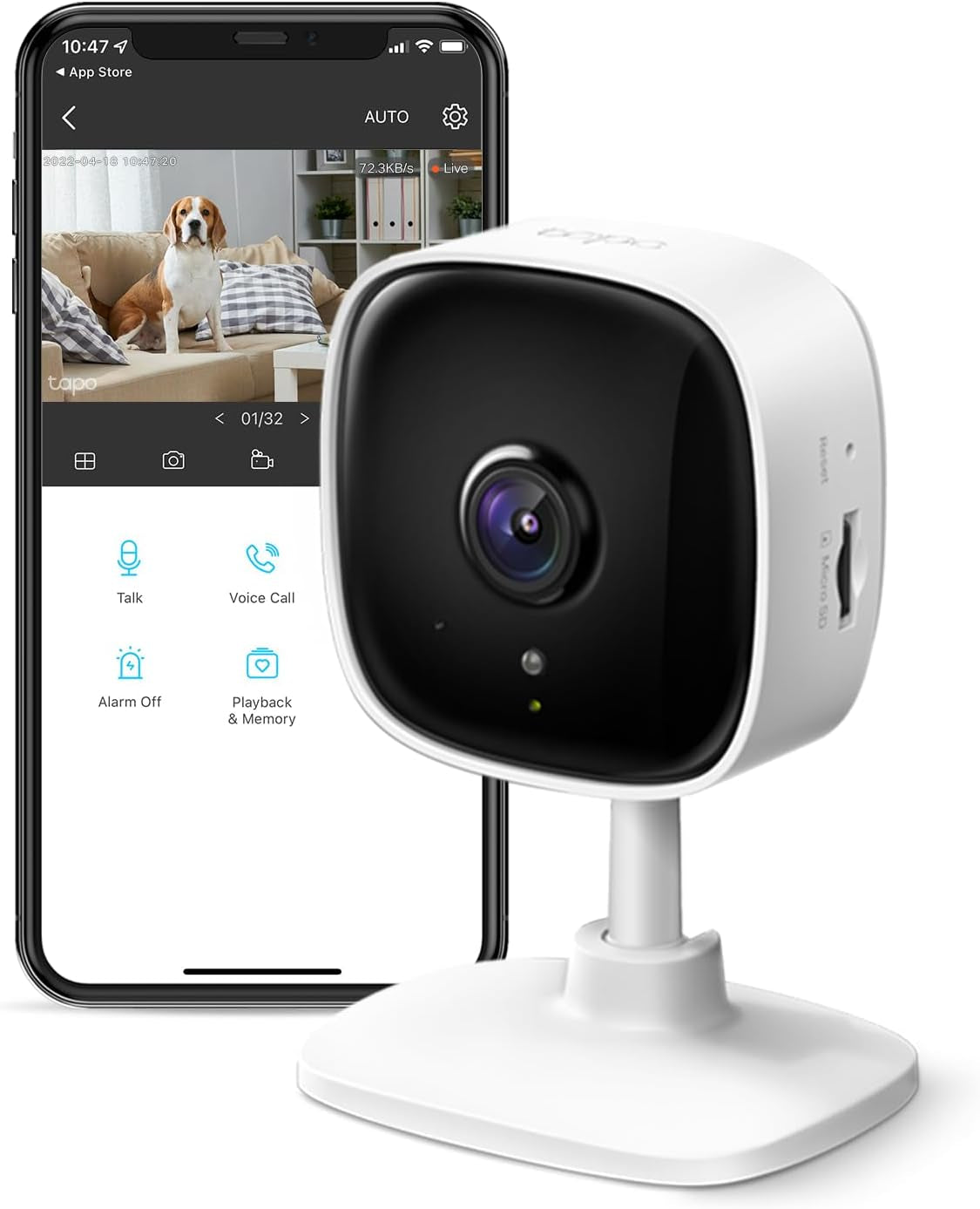 Tapo 1080P Indoor Security Camera - Baby Monitor or Dog Camera W/Motion Detection - 2-Way Audio - Night Vision